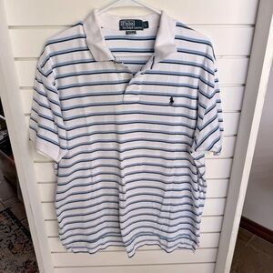 Ralph Lauren White and Blue Striped Polo Shirt